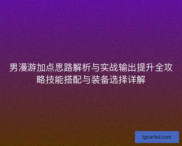 男漫游加点思路解析与实战输出提升全攻略技能搭配与装备选择详解