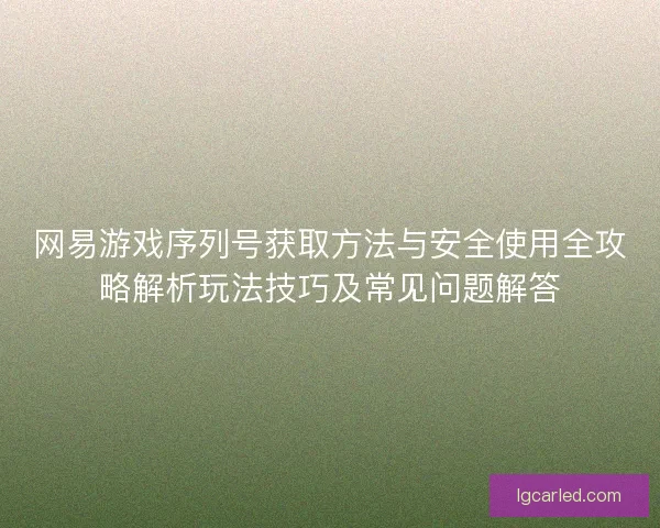 网易游戏序列号获取方法与安全使用全攻略解析玩法技巧及常见问题解答