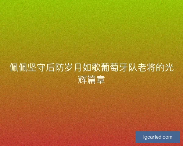 佩佩坚守后防岁月如歌葡萄牙队老将的光辉篇章